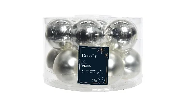 Decoris kerstballen Glas 12st zilver 5cm