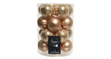 Decoris kerstballen glas 20st toffee 6cm