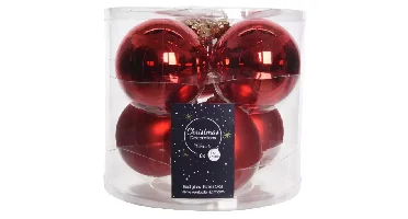 Decoris kerstballen Glas 6st kerstrood 8cm