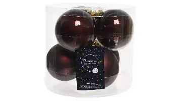 Decoris kerstballen glas 6st mahonie 8cm