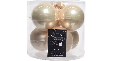 Decoris kerstballen glas 6st parel 8cm