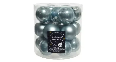 Decoris kerstballen glas mistblauw 4cm 18st
