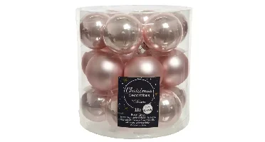 Decoris kerstballen glas poederroze 4cm 18st
