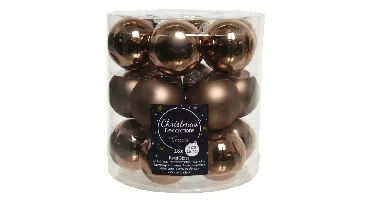 Decoris kerstballen glas walnoot 4cm 18st