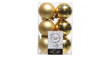 Decoris kerstballen plastic 12st goud 6cm