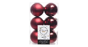 Decoris kerstballen plastic 12st ossenbloed 6cm