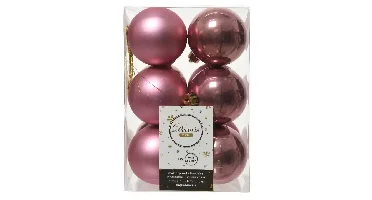 Decoris kerstballen plastic 12st roze 6cm
