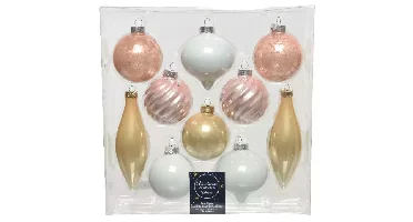 Decoris kerstballen set glas | 10 stuks | meerkleurig