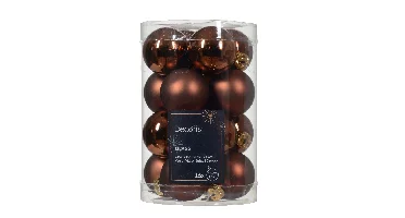 Decoris kerstballen set glas 16st espresso 3,5cm