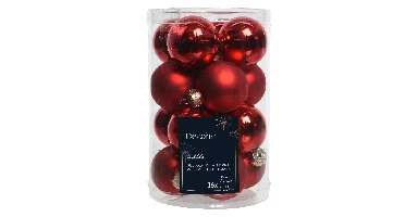 Decoris kerstballen set glas 16st kerstrood 3,5cm