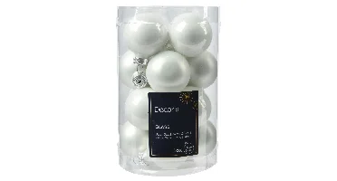 Decoris kerstballen set glas 16st winterwit 3,5cm
