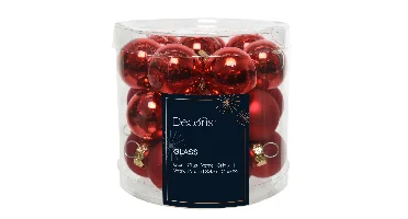Decoris kerstballen set glas 24st kerstrood 2,5cm