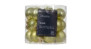 Decoris kerstballen set glas 24st pistache 2,5cm