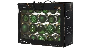 Decoris kerstballen set Glas 42st dennengroen 5-6-7cm