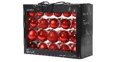 Decoris kerstballen set Glas 42st kerstrood 5-6-7cm