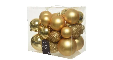 Decoris kerstballen set Plastic 26st licht goud 6-8-10cm
