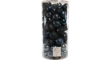 Decoris kerstbalmix kunststof | 100 stuks | nachtblauw
