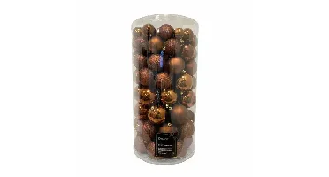 Decoris kerstbalmix kunststof 100st espresso