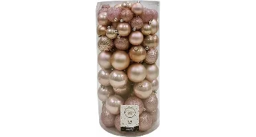 Decoris kerstbalmix kunststof 100st poederroze