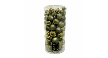 Decoris kerstbalmix kunststof 100st rozemarijn groen