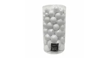 Decoris kerstbalmix kunststof 100st winterwit