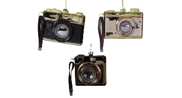 Decoris kersthanger glas camera - assortiment
