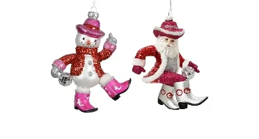 Decoris kersthanger glas disco sneeuwpop / kerstman - assortiment