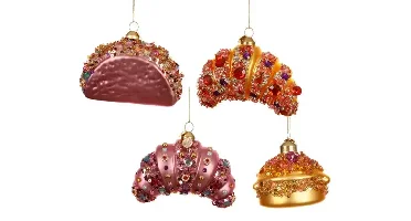 Decoris kersthanger glas food met glitter - assortiment