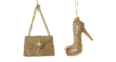 Decoris kersthanger glas handtas goud - assortiment