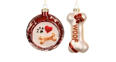 Decoris kersthanger glas hondensnacks - assortiment