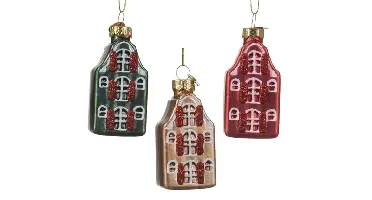 Decoris kersthanger glas huisjes - assortiment