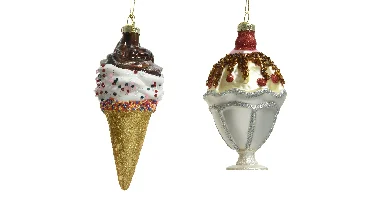 Decoris Kersthanger glas ijsje - 1 stuk