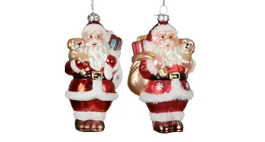 Decoris kersthanger glas kerstman met hondje - assortiment