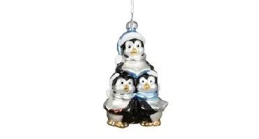 Decoris kersthanger glas pinguïn met boek