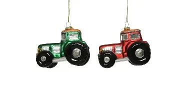 Decoris kersthanger glas tractor - assortiment