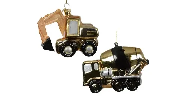 Decoris kersthanger glas werkvoertuig - assortiment