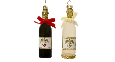 Decoris Kersthanger glas wijnfles 4x13cm - 1 stuk