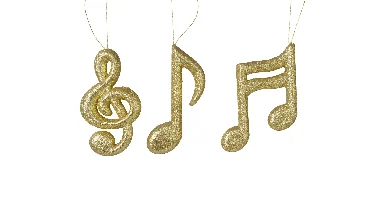 Decoris Kersthanger muzieknoten glitter goud - 1stuk