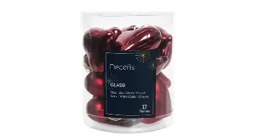 Decoris kersthangers glas hart 12st ossenbloed