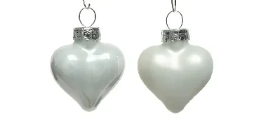 Decoris kersthangers glas hart 12st winterwit