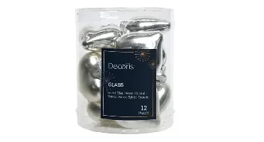Decoris kersthangers glas hart 12st zilver