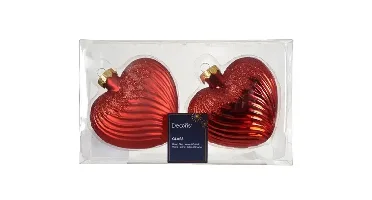 Decoris kersthangers glas hart | 2 stuks | kerstrood
