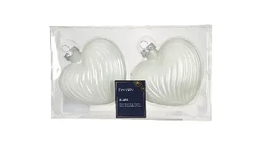 Decoris kersthangers glas hart | 2 stuks | winterwit