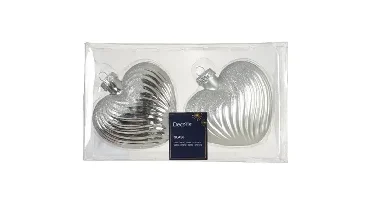 Decoris kersthangers glas hart | 2 stuks | zilver
