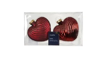 Decoris kersthangers glas hart 2st ossenbloed