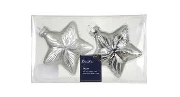 Decoris kersthangers glas ster 2st zilver