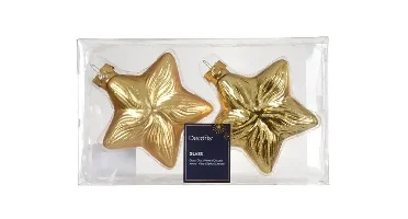 Decoris kersthangers set glas ster | 2 stuks | goud