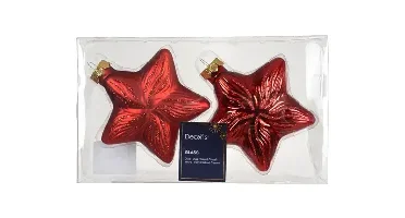 Decoris kersthangers set glas ster | 2 stuks | kerstrood