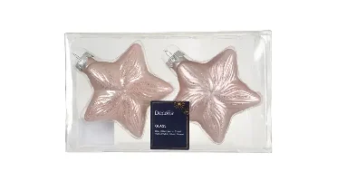 Decoris kersthangers set glas ster | 2 stuks | poederroze