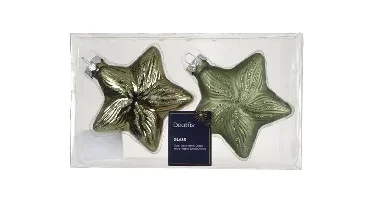Decoris kersthangers set glas ster | 2 stuks | rosemarijn